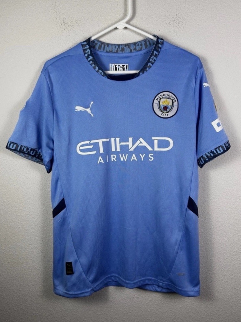 Puma Men’s Manchester City Soccer Home Jersey in Sky Blue with Navy Trim